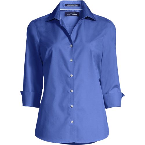 Women's Wrinkle Free No Iron Button Front Shirt | Lands' End