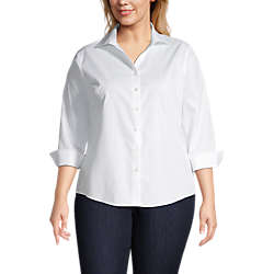New Lands End Blouse Plus Size 18W White Button Down New With Tags 49.50 NWT 