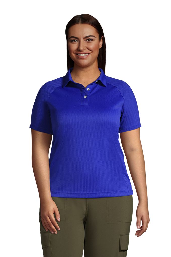 Lands' EndWomen's Plus Size Short Sleeve Multi Textured Polo Lands