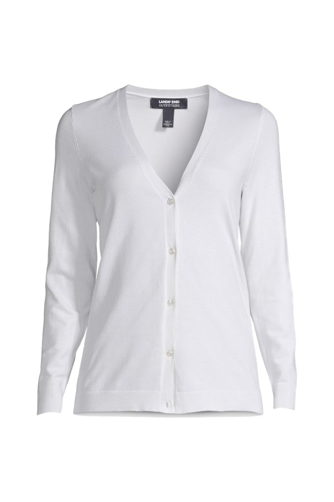 Lands' End Women's Performance Cardigan Sweater In White