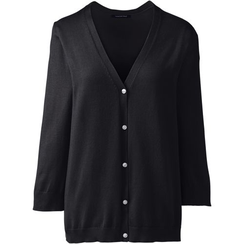 Women's 3/4 Sleeve Performance Fine Gauge V-neck Button Front Cardigan Sweater