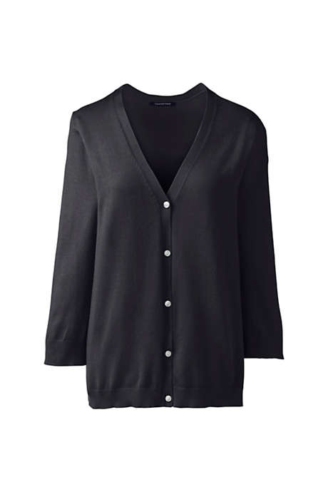 Women's 3/4 Sleeve Performance Fine Gauge V-neck Button Front Cardigan Sweater