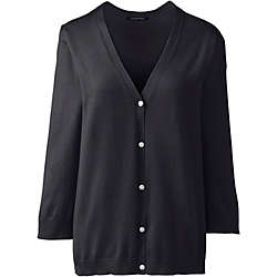 Women's Plus Size 3/4 Sleeve Performance Cardigan Sweater, Front