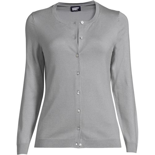 Women's Long Sleeve Performance Fine Gauge Button Front Crew Cardigan Sweater
