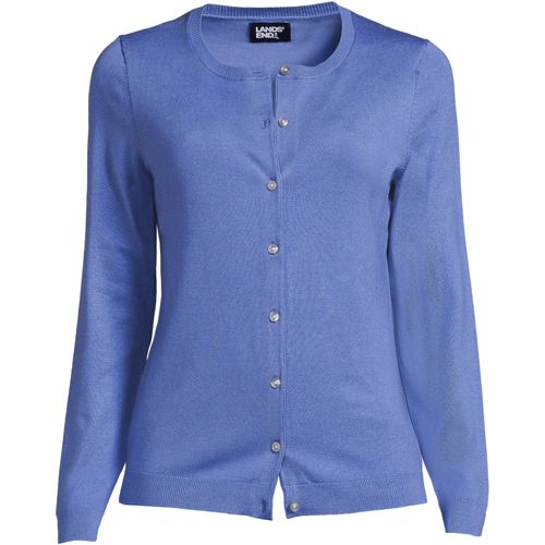 Women's Long Sleeve Performance Fine Gauge Button Front Crew Cardigan Sweater