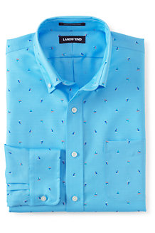 Men's Patterned Tailored Fit Easy-iron Button-down Supima Oxford Shirt