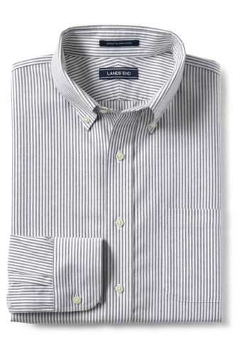 30％OFF＜ランズエンド＞メンズ・ベアードマクナット・アイリッシュリネン・ドレスシャツ／ボタンダウン／スリムフィット／長袖/S/グレー