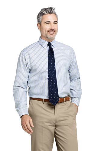 Men's Patterned Traditional Fit Easy-iron Button-down Supima Oxford Shirt