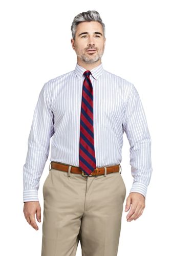 Men's Patterned Traditional Fit Easy-iron Button-down Supima Oxford Shirt