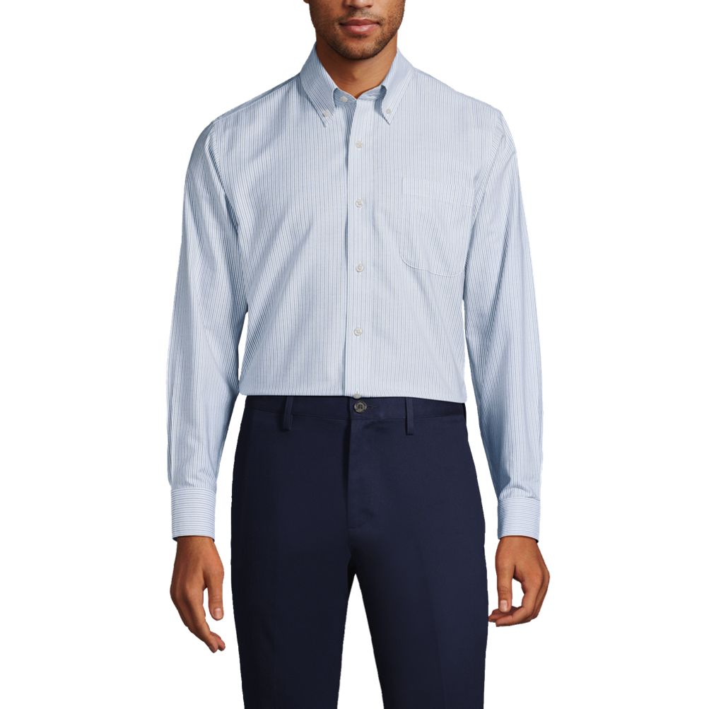 Men's Pattern No Iron Supima Oxford Dress Shirt | Lands' End