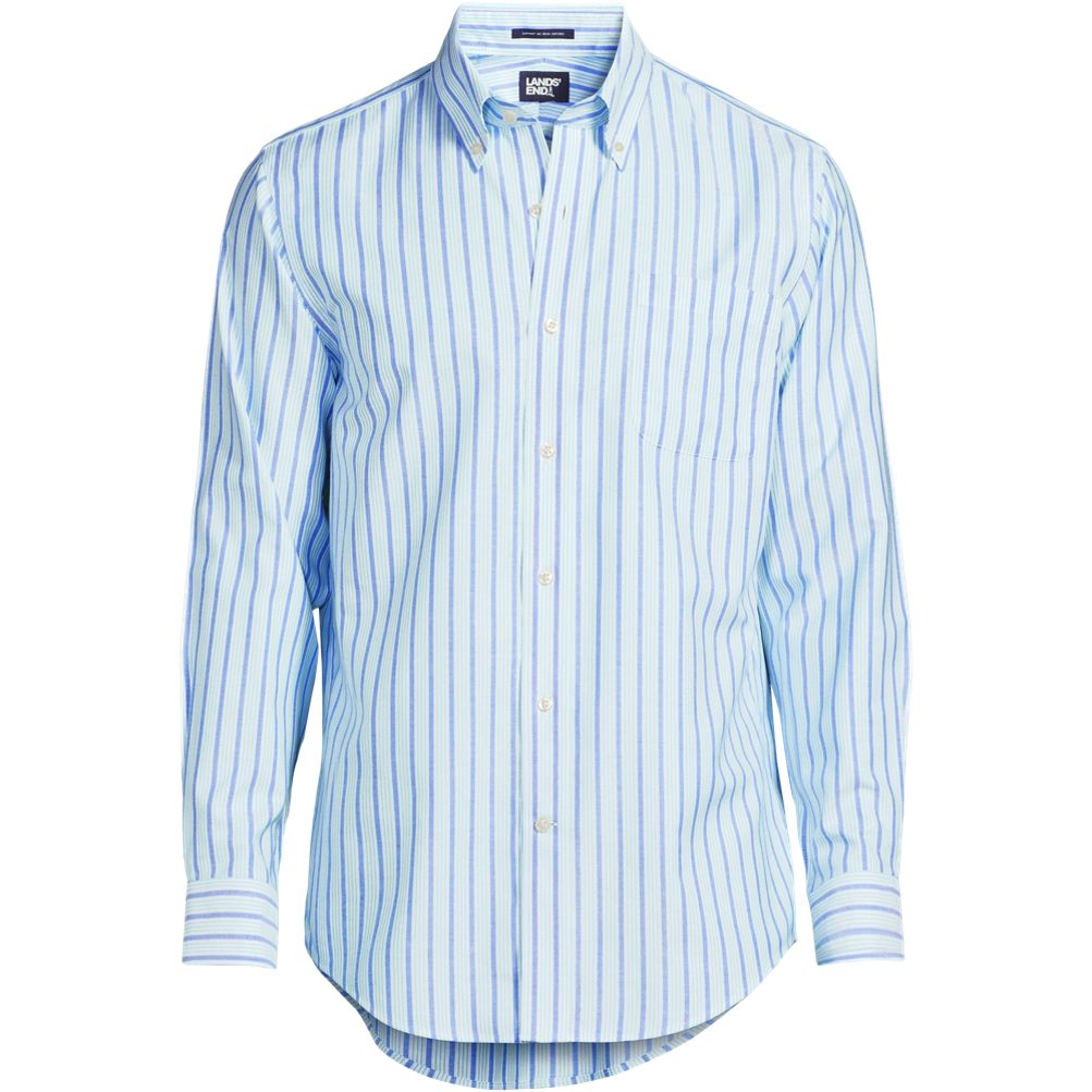 Men's Pattern No Iron Supima Oxford Dress Shirt | Lands' End