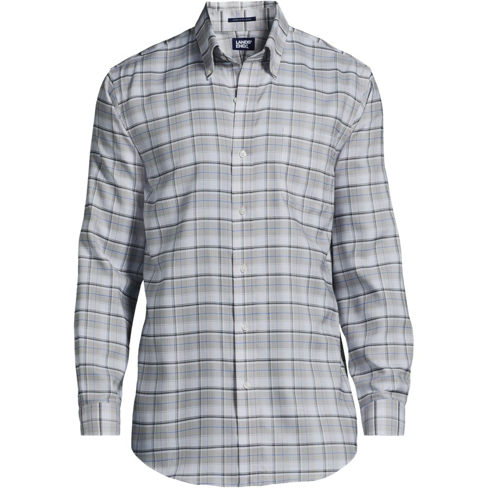 Men's Pattern No Iron Supima Oxford Dress Shirt | Lands' End