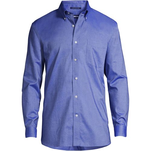 Non-iron Supima Oxford Shirt, Traditional Fit, Men, size: 17/35, regular, Blue, Cotton, by Lands' End