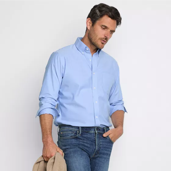 Men's Tall No Iron Supima Cotton Oxford Dress Shirt - primary