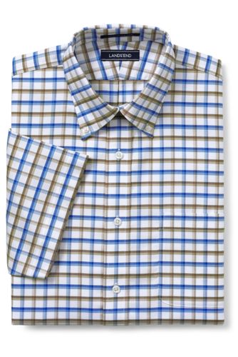 20％OFF＜ランズエンド＞メンズ・ノーアイロン・スーピマ・ピンポイント／柄／ボタンダウン／ベーシックフィット／長袖/M/ブルー