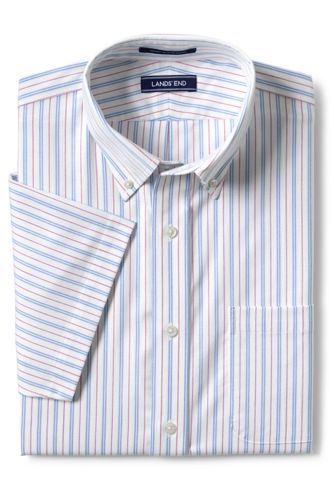 20％OFF＜ランズエンド＞メンズ・ノーアイロン・スーピマ・ピンポイント／柄／ボタンダウン／ベーシックフィット／長袖/M/ブルー