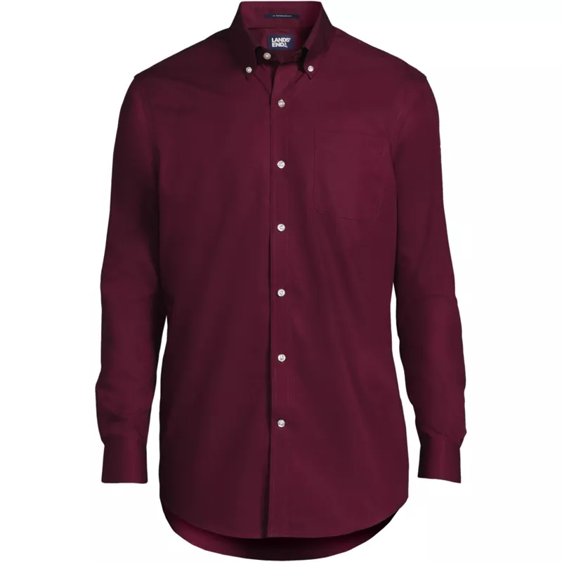 Men's Big Long Sleeve Buttondown No Iron Broadcloth Shirt, Front