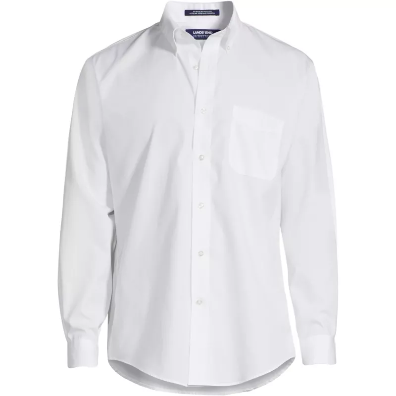 School Uniform Men's Big Long Sleeve Buttondown No Iron Broadcloth Shirt, Front