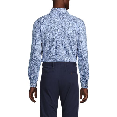 Men's Pattern No Iron Supima Pinpoint Button Down Collar Dress Shirt, Back