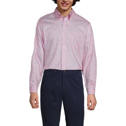 Men's Pattern No Iron Supima Pinpoint Button Down Collar Dress Shirt - image 1