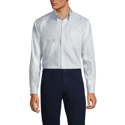 Men's Pattern No Iron Supima Pinpoint Button Down Collar Dress Shirt - image 1