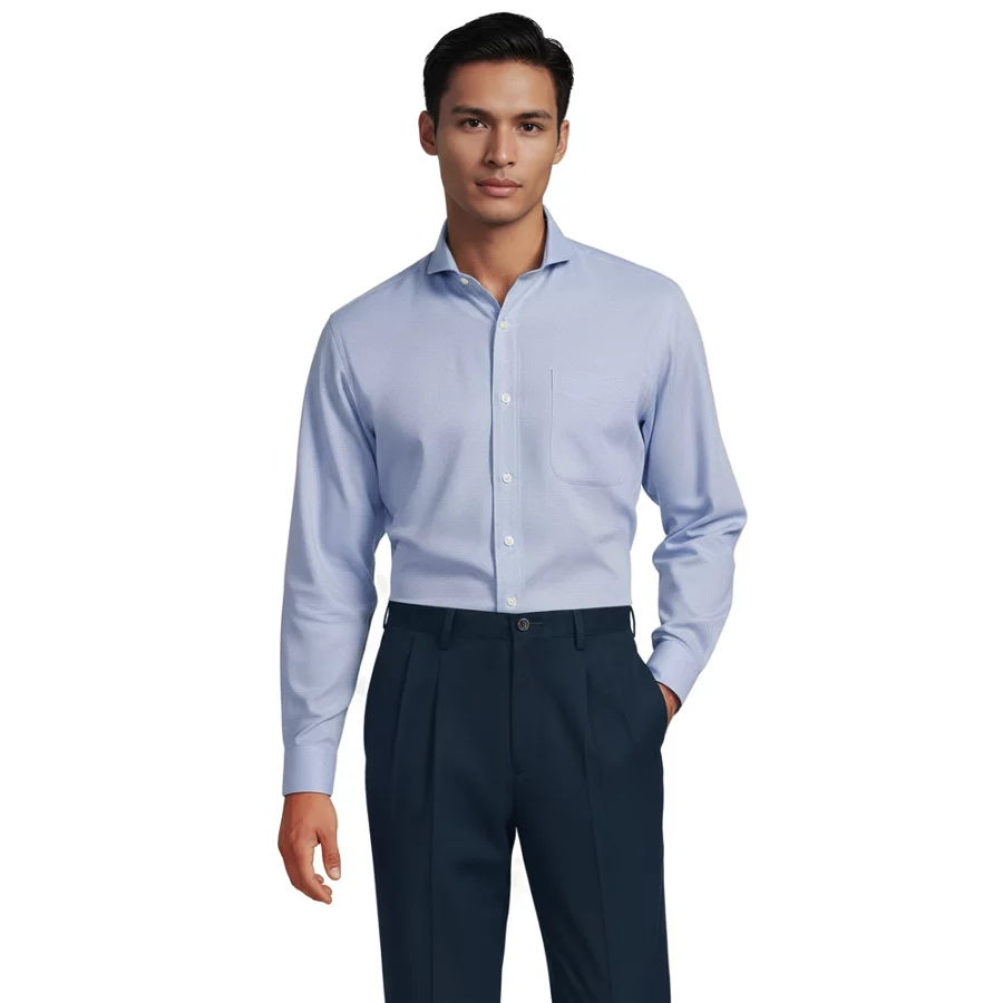 Men's Traditional Fit Pattern No Iron Supima Pinpoint Buttondown Dress Shirt view 2