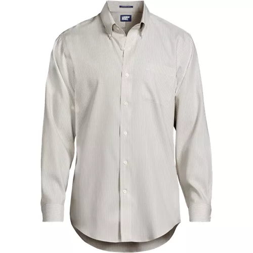 Men's Pattern No Iron Supima Pinpoint Button Down Collar Dress Shirt, Front