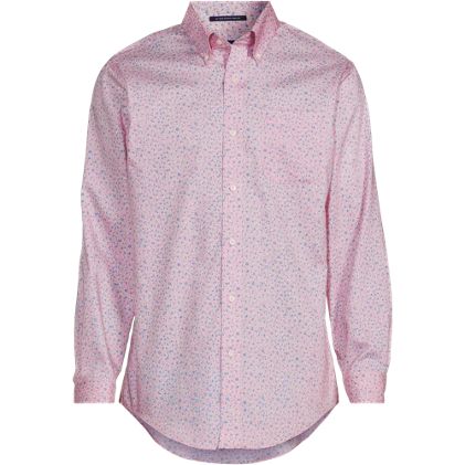 Men's Pattern No Iron Supima Pinpoint Button Down Collar Dress Shirt - primary