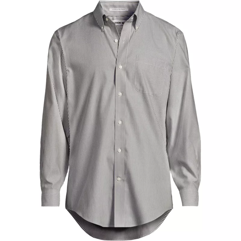 Men's No Iron Supima Cotton Pinpoint Buttondown Collar Dress Shirt, Front