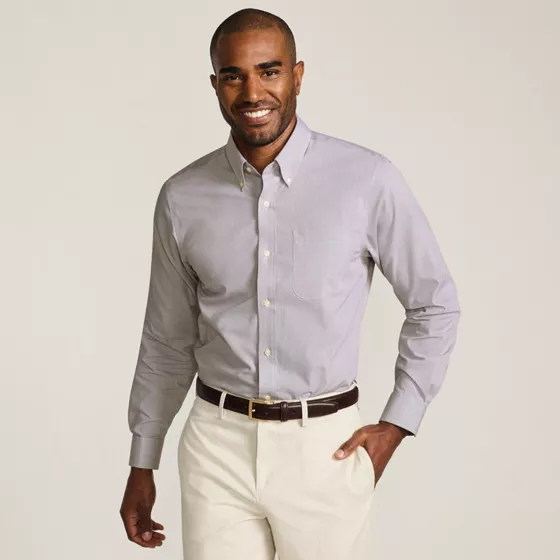 Men's Tall No Iron Supima Cotton Pinpoint Buttondown Collar Dress Shirt - primary