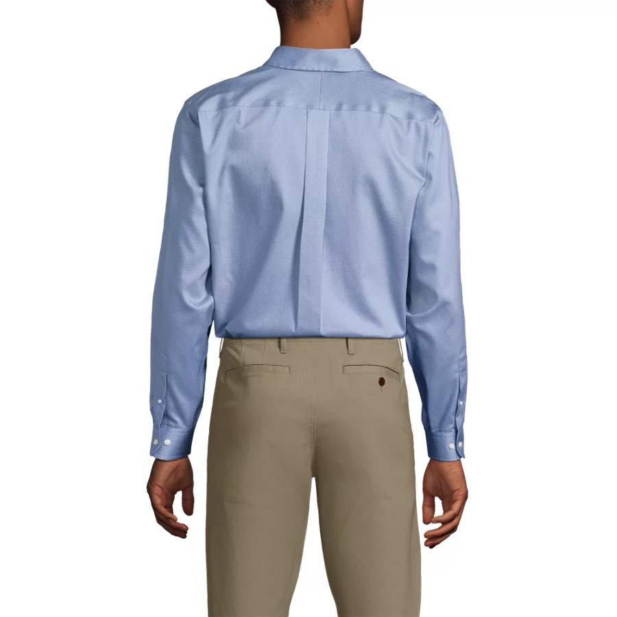 Men's Solid No Iron Supima Pinpoint Buttondown Collar Dress Shirt