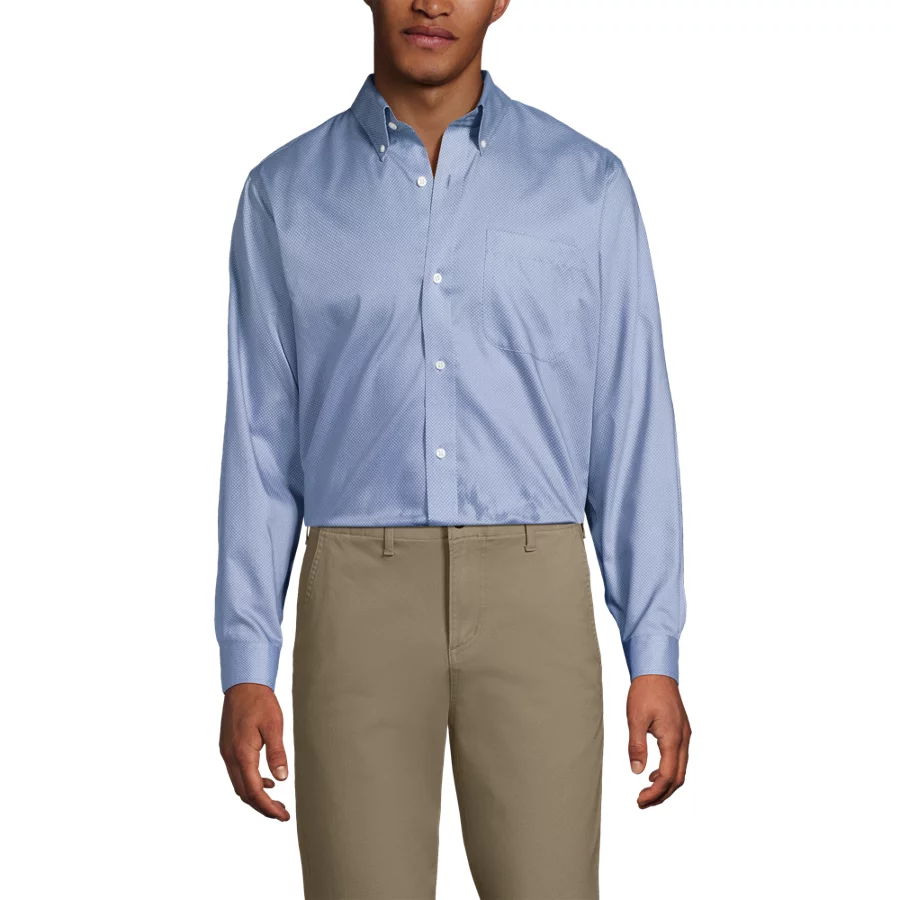 Men's Solid No Iron Supima Pinpoint Buttondown Collar Dress Shirt view 2