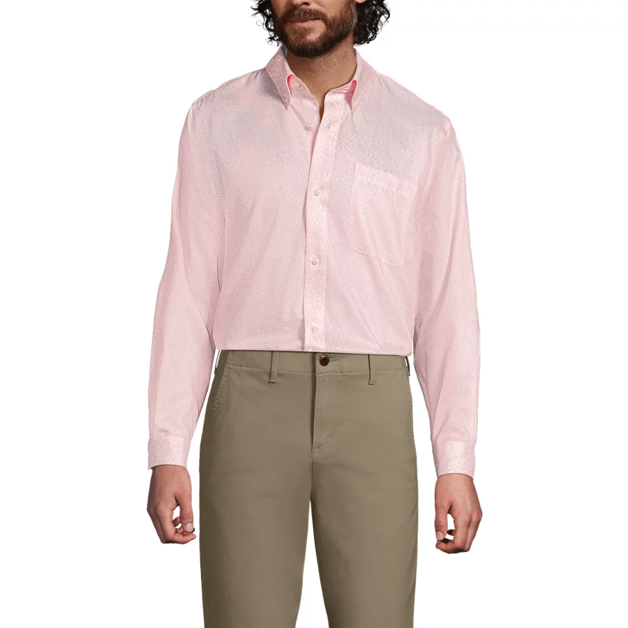 Men's Solid No Iron Supima Pinpoint Buttondown Collar Dress Shirt view 2