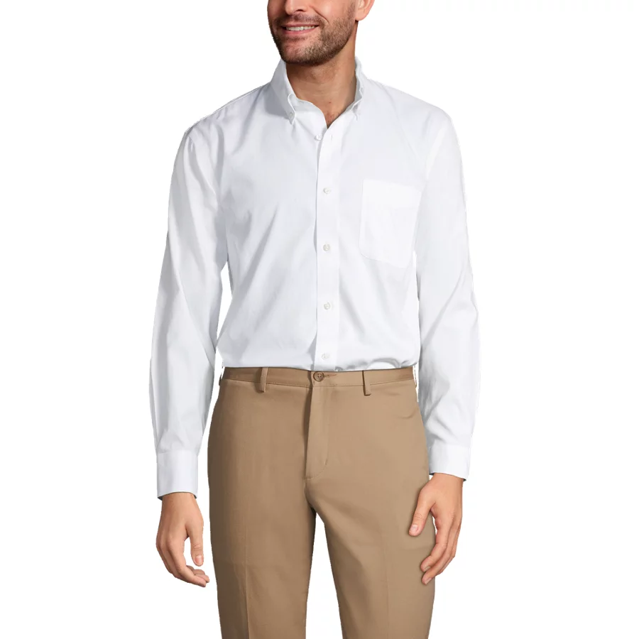 School Uniform Men's Traditional Fit Solid No Iron Supima Pinpoint Buttondown Collar Dress Shirt view 2