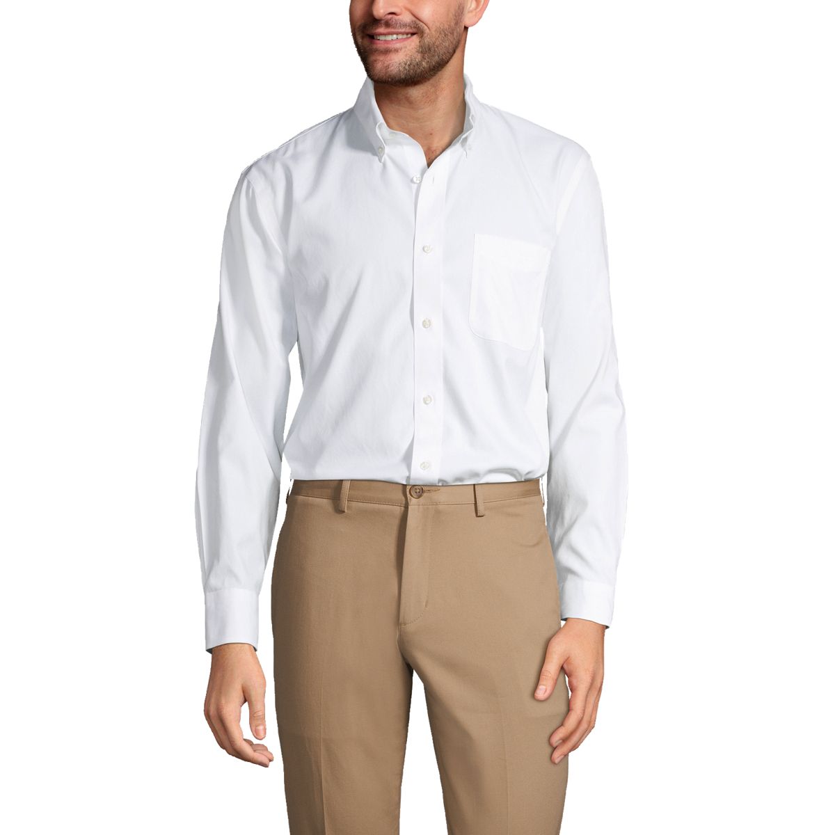 Men's Traditional Fit Solid No Iron Supima Pinpoint Buttondown Collar Dress Shirt