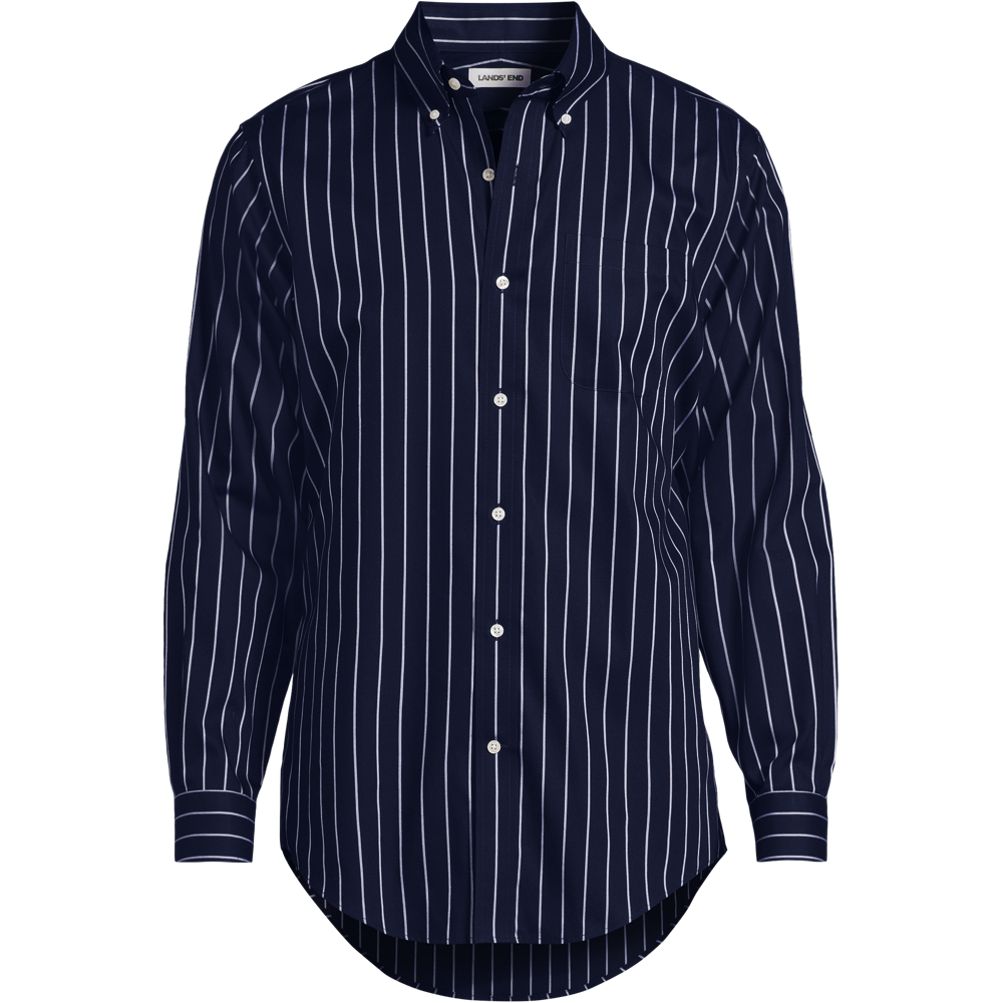 lands end dress shirts Men's No Iron Supima Cotton Pinpoint Buttondown Collar Dress Shirt