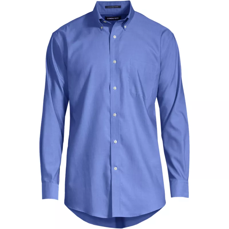 Men's No Iron Supima Cotton Pinpoint Buttondown Collar Dress Shirt, Front