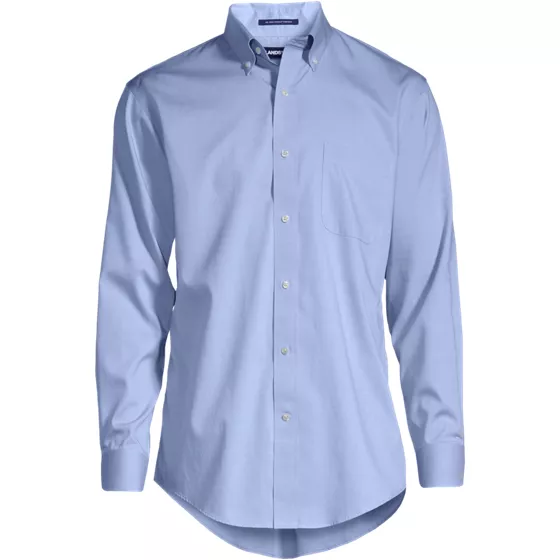 School Uniform Men's Traditional Fit Solid No Iron Supima Pinpoint Buttondown Collar Dress Shirt - primary