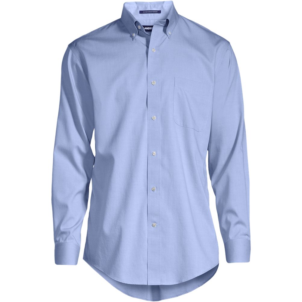Lands' End Men's Traditional Fit Solid No Iron Supima Pinpoint Buttondown Collar Dress Shirt, image size:1003x1003