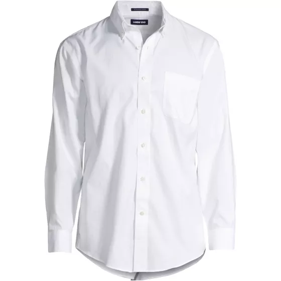 School Uniform Men's Traditional Fit Solid No Iron Supima Pinpoint Buttondown Collar Dress Shirt - primary