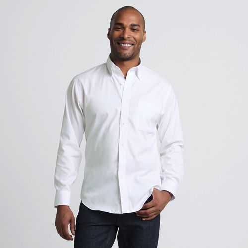 Men's Traditional Fit Solid No Iron Supima Pinpoint Buttondown Collar Dress Shirt, Front