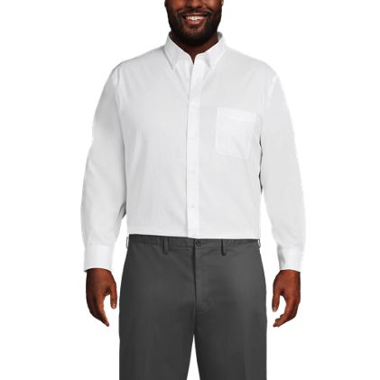 Men's Big and Tall Traditional Fit Solid No Iron Supima Pinpoint Buttondown Collar Dress Shirt - image 1