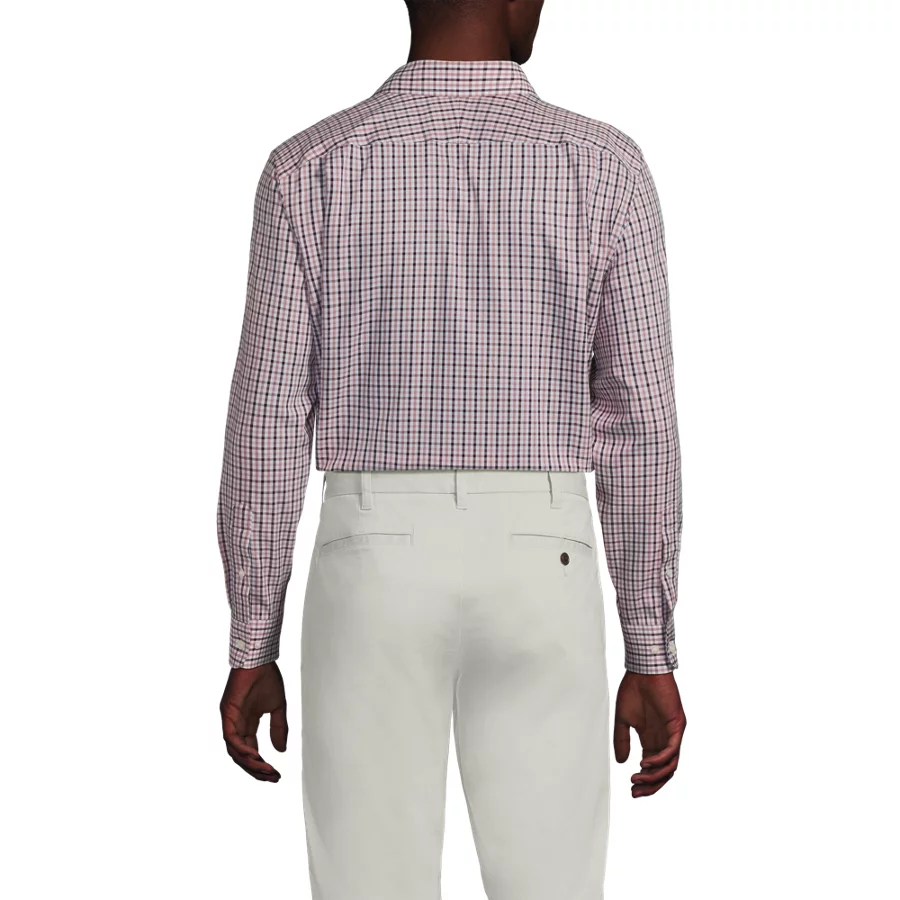 Men's Pattern No Iron Supima Pinpoint Straight Collar Dress Shirt