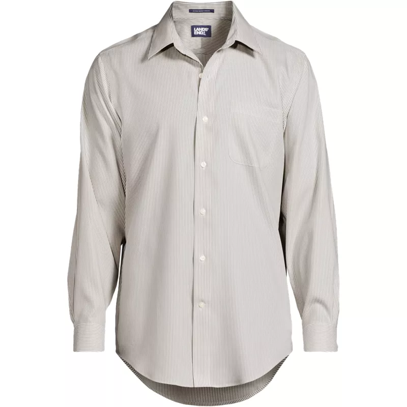 Men's Pattern No Iron Supima Pinpoint Straight Collar Dress Shirt, Front
