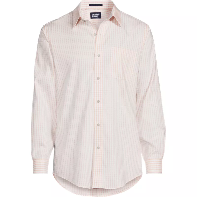 Men's Pattern No Iron Supima Pinpoint Straight Collar Dress Shirt, Front