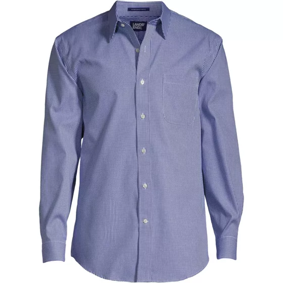 Men's Pattern No Iron Supima Pinpoint Straight Collar Dress Shirt - primary