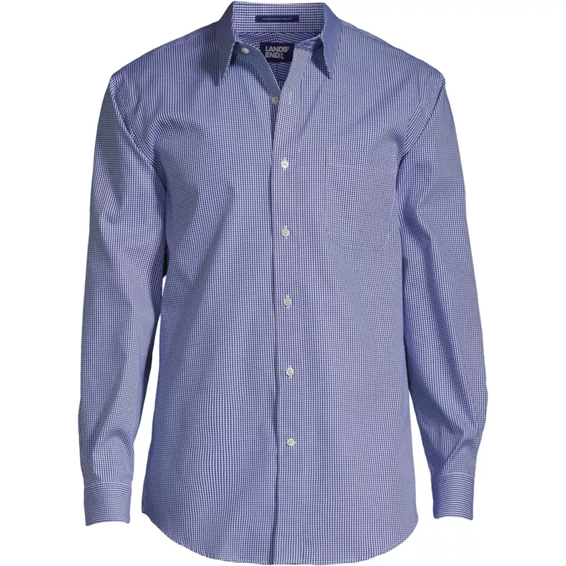 Men's Pattern No Iron Supima Pinpoint Straight Collar Dress Shirt, Front