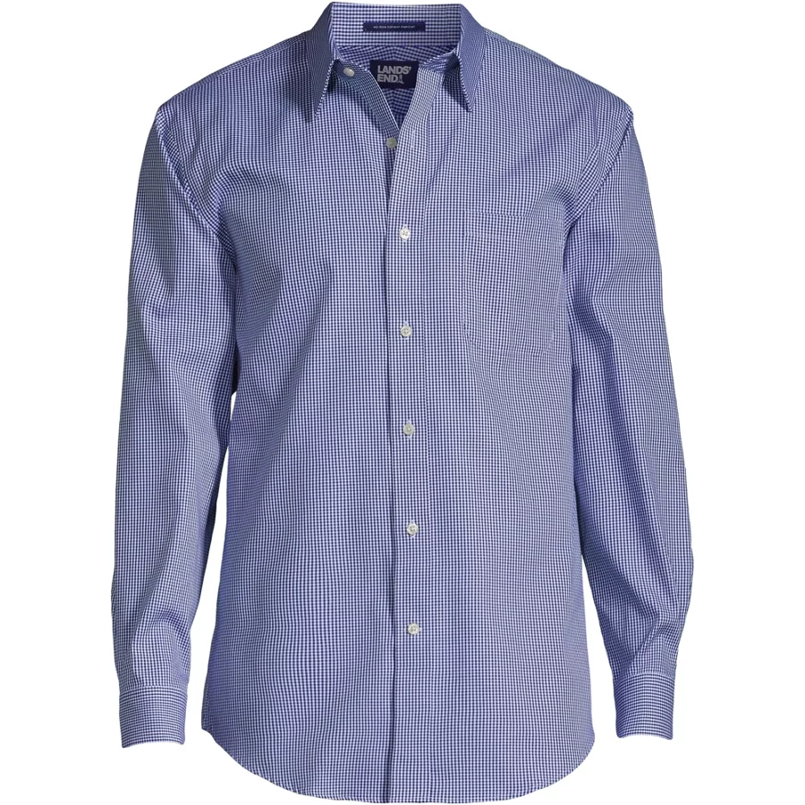 Men's Pattern No Iron Supima Pinpoint Straight Collar Dress Shirt