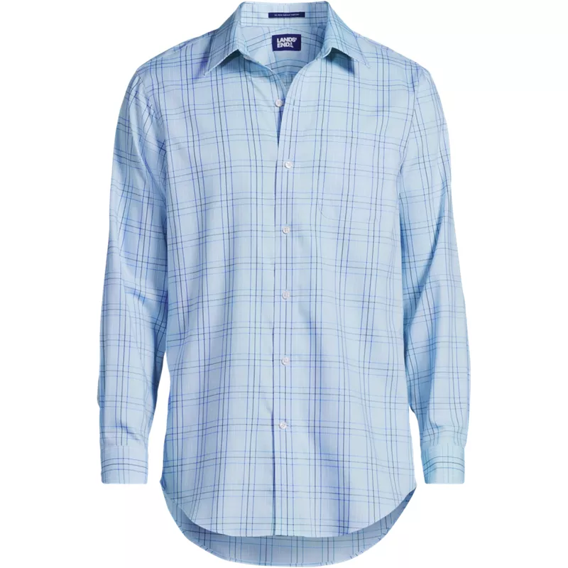 Men's Pattern No Iron Supima Pinpoint Straight Collar Dress Shirt, Front