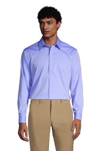 Men's Regular Tailored Fit Easy-iron Straight Collar Pinpoint Shirt